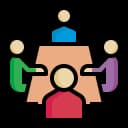 people discussing in group icon