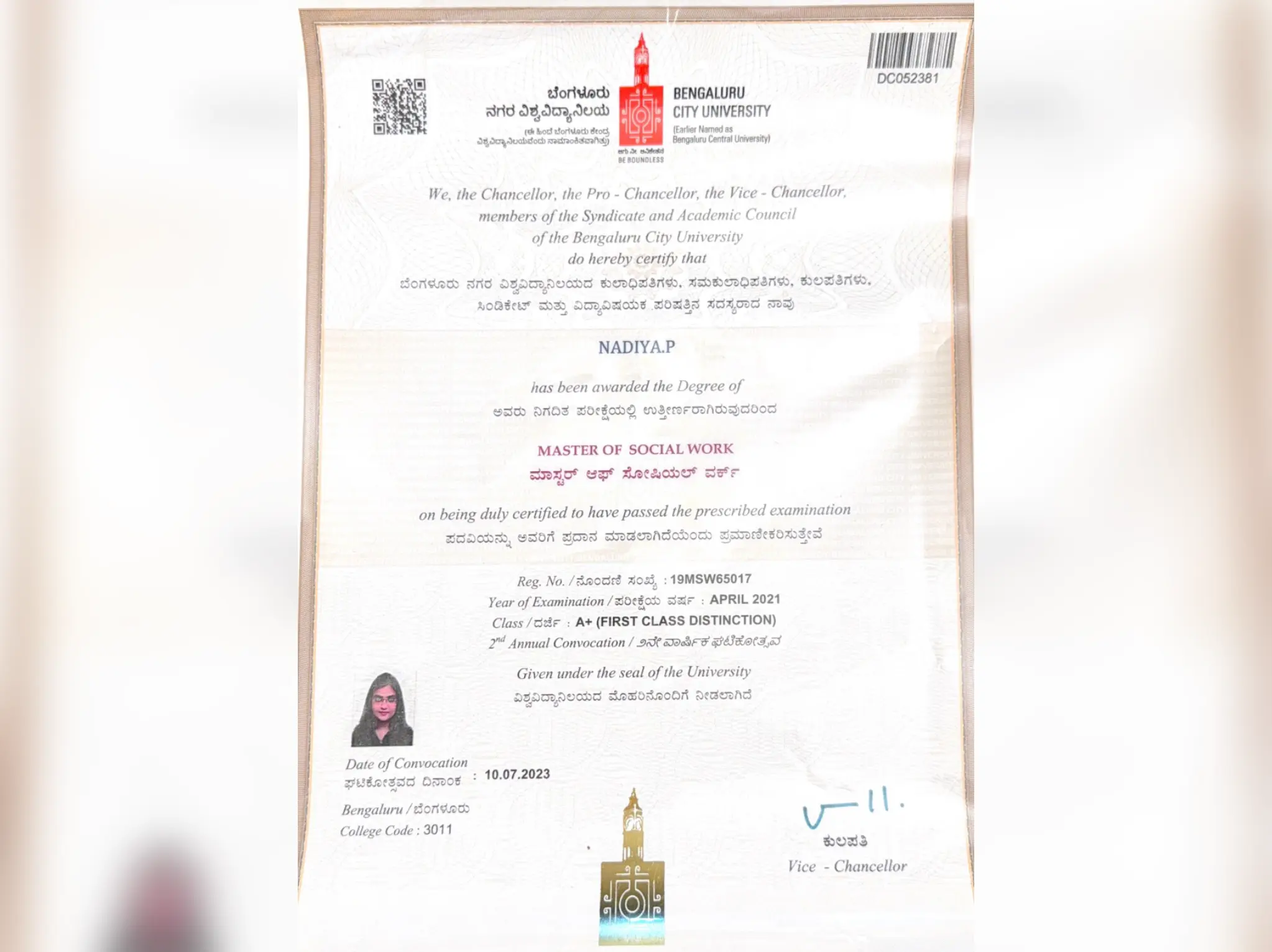 Nadiya mental health counselor qualification certificate