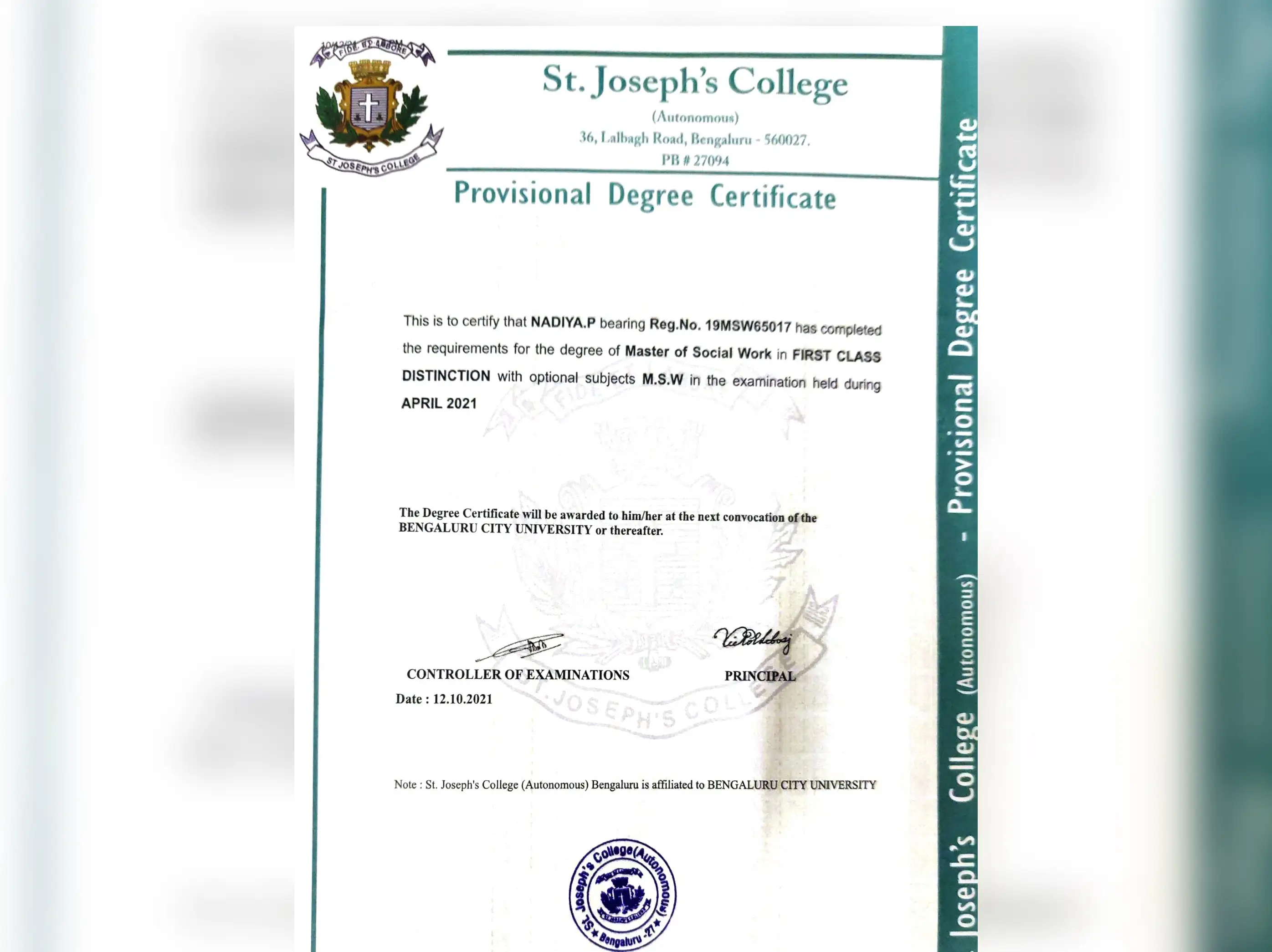 Nadiya mental health counselor qualification certificate