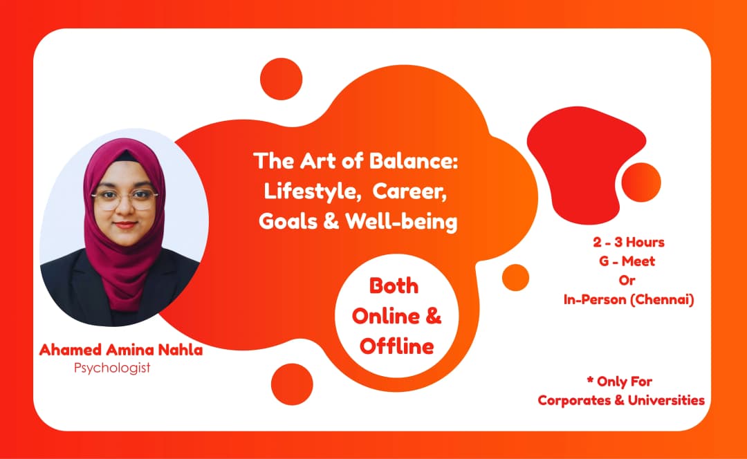 The Art of Balance: Lifestyle, Career, Goals & Well-being online webinar with Ahamed Amina Nahla